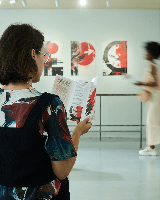 Client at a gallery opening